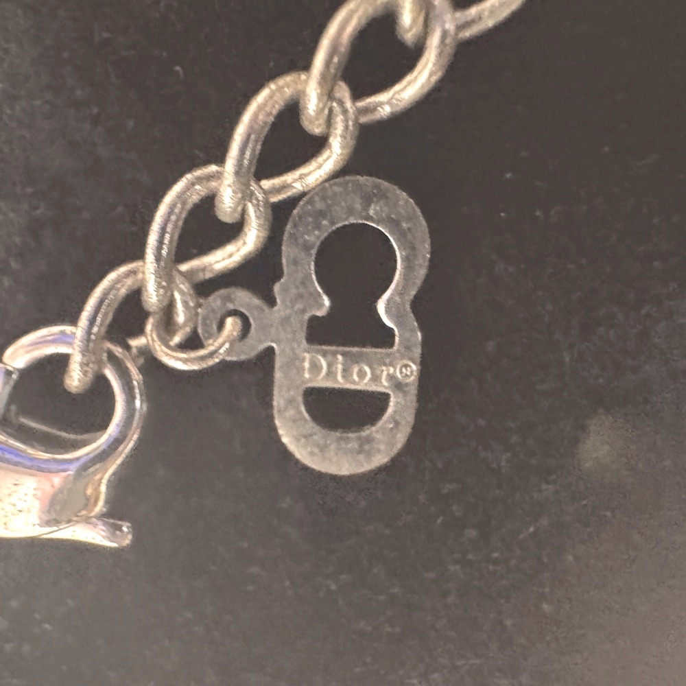 Dior Trotter 2 Necklace Navy Enamel Pendant Galliano Y2K Silver Rare Authentic - Picture 7 of 10